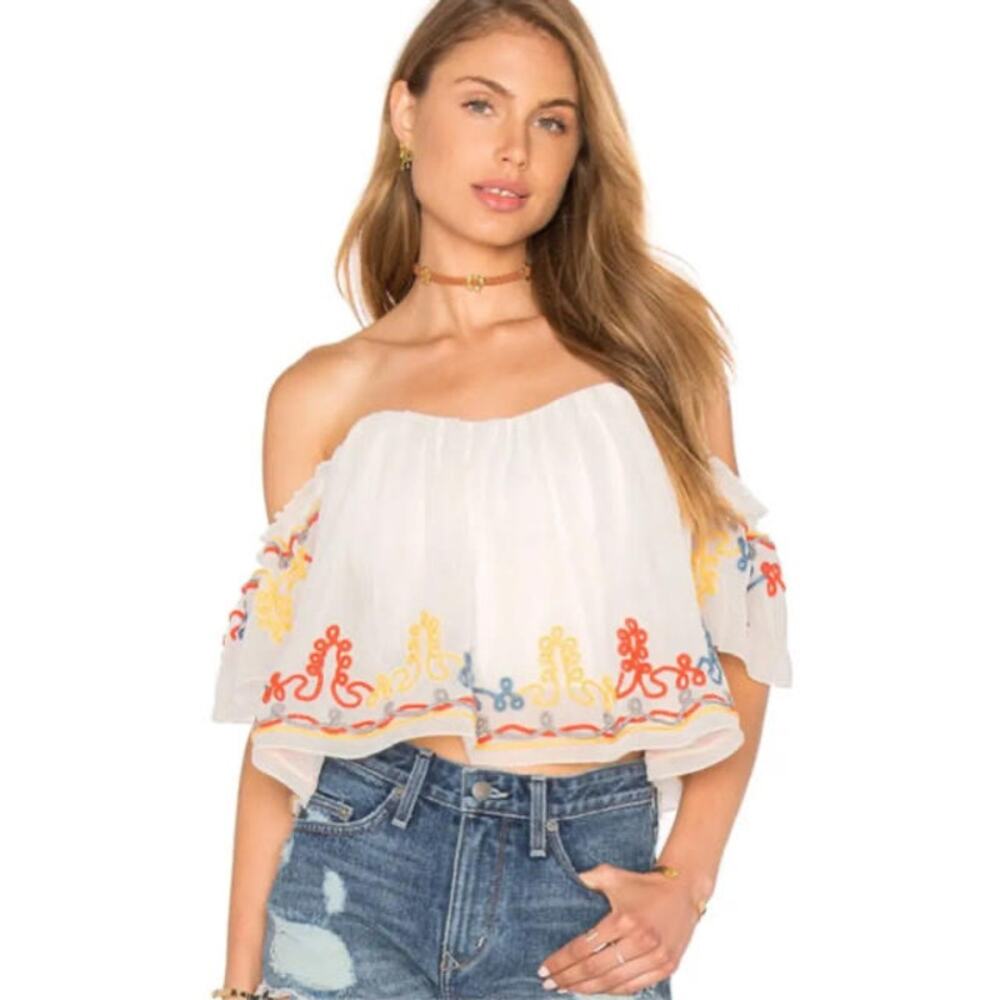 Tularosa Cream Embroidered Chiffon Top Sz.XS